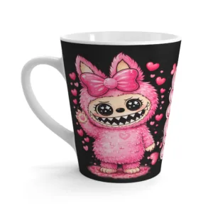 Latte krūze - jauks rozā briesmonis 'XOXO'