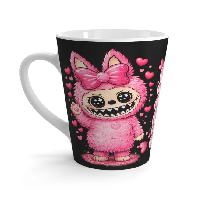 Latte krūze - jauks rozā briesmonis 'XOXO'